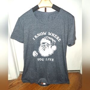 Gray Santa Graphic T-Shirt